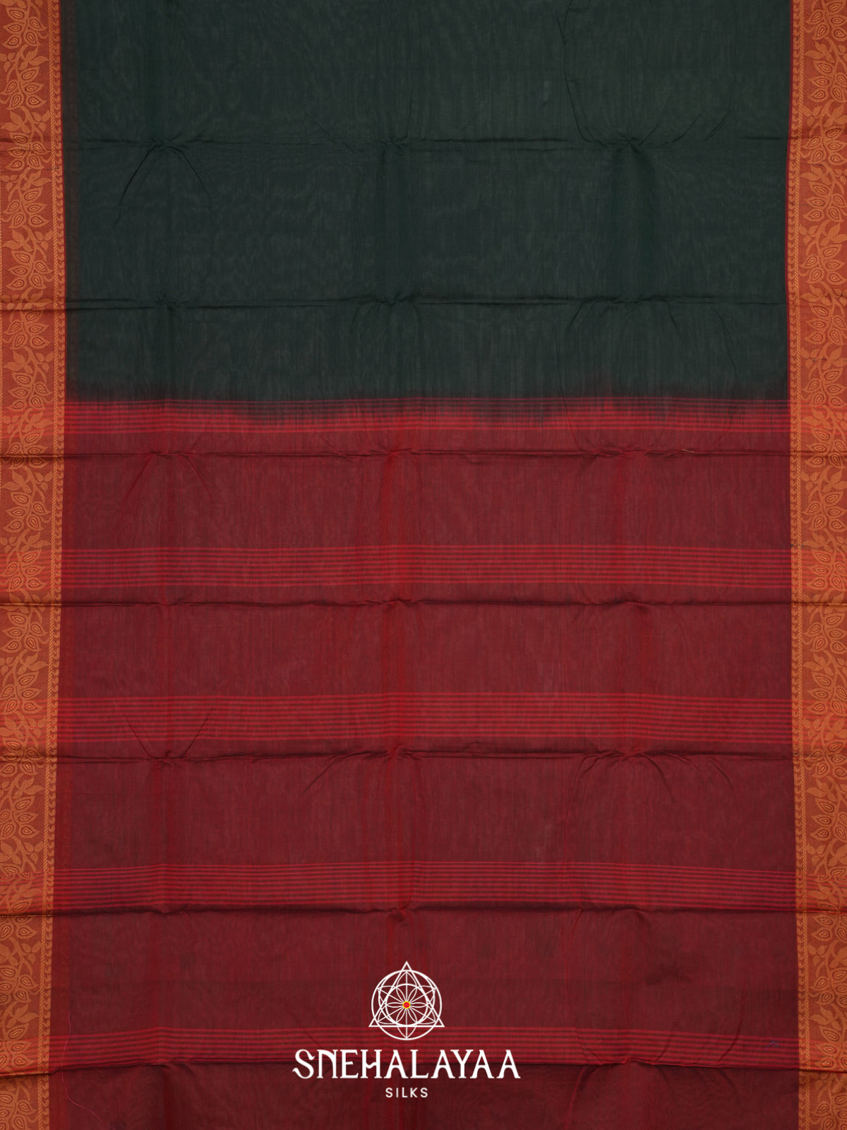 Bottle Green Bengal Cotton Saree