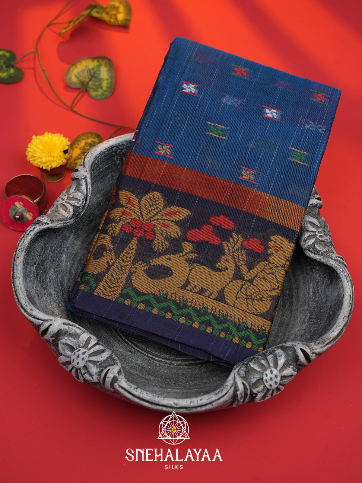 Blue Bengal Cotton Saree