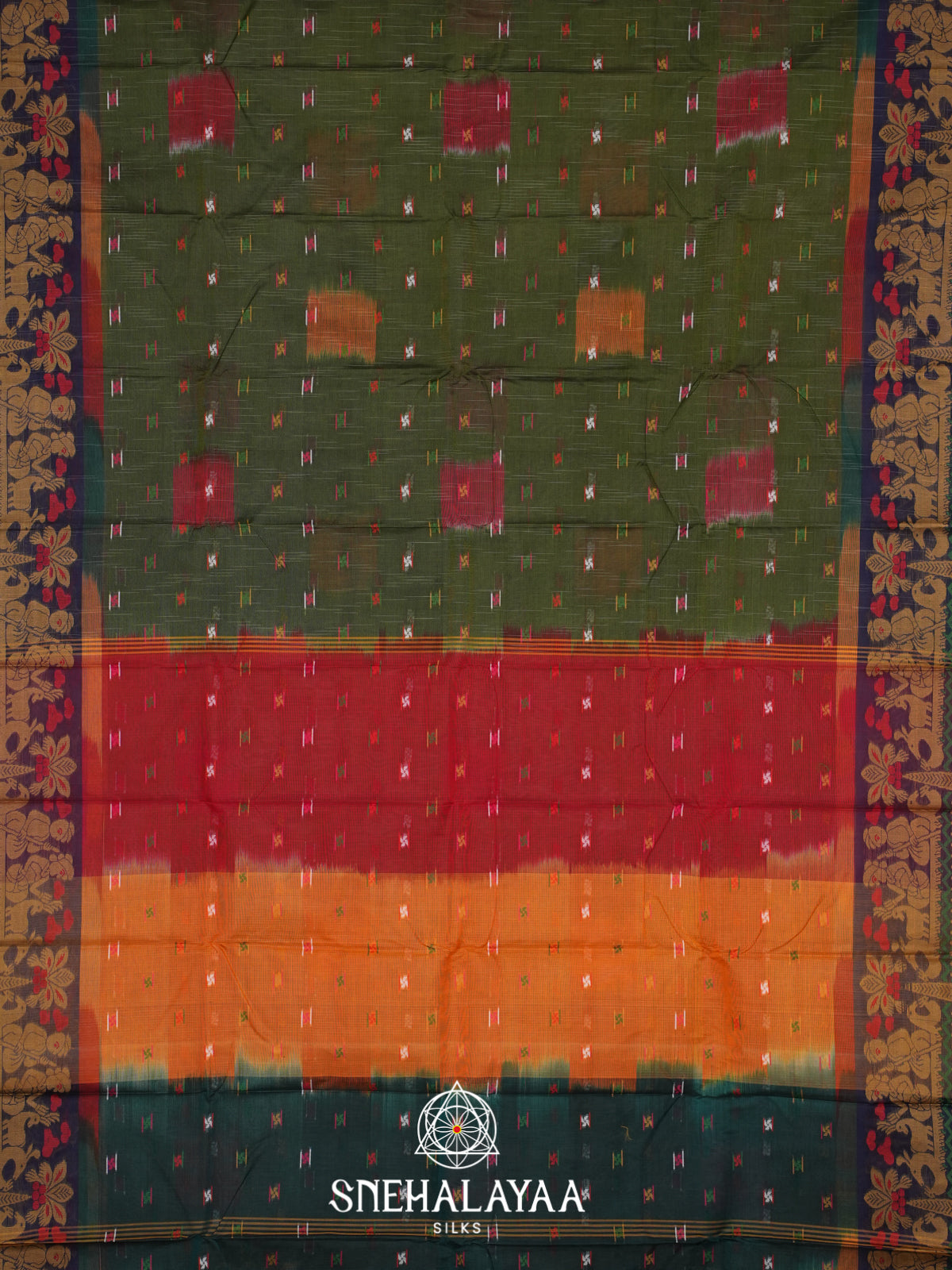 Orange Bengal Cotton Saree