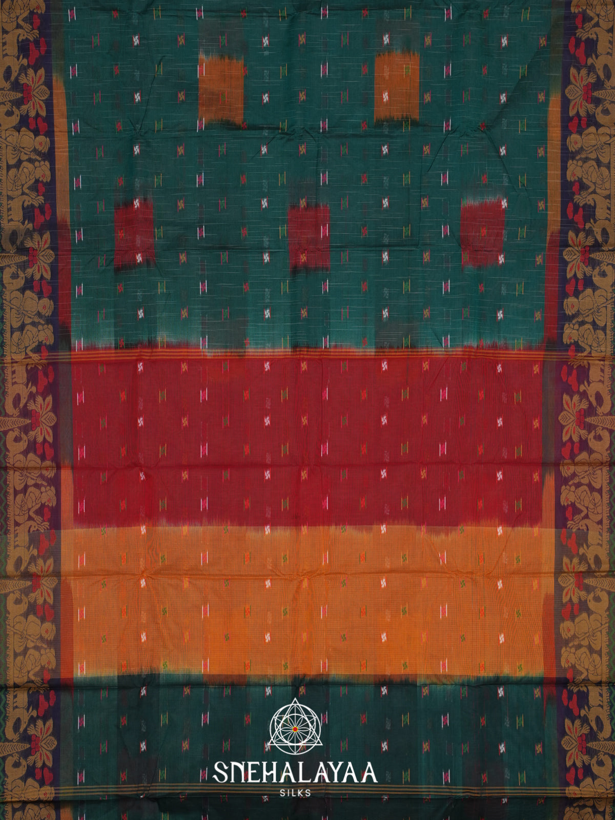 Teal Green Bengal Cotton Saree