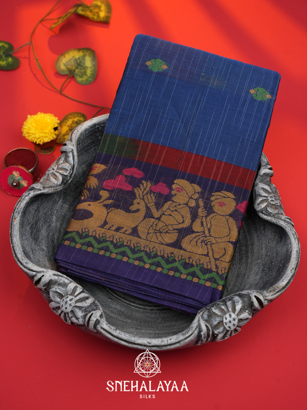 Blue Bengal Cotton Saree