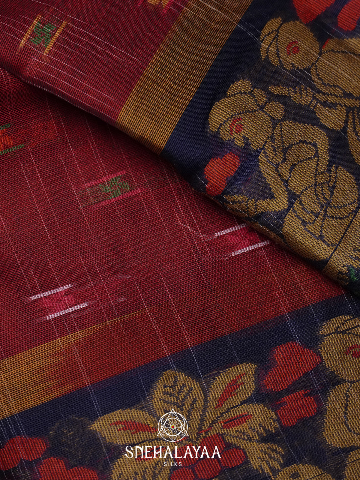 Maroon Bengal Cotton Saree