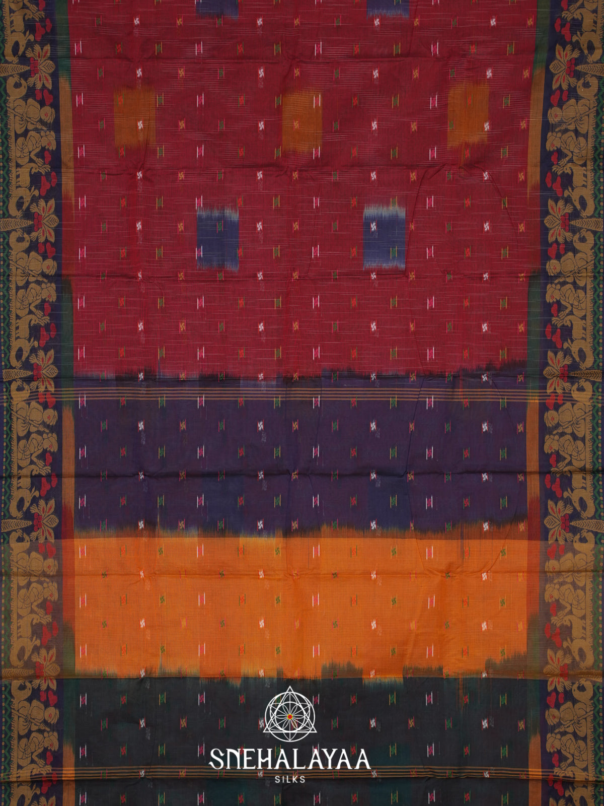 Maroon Bengal Cotton Saree