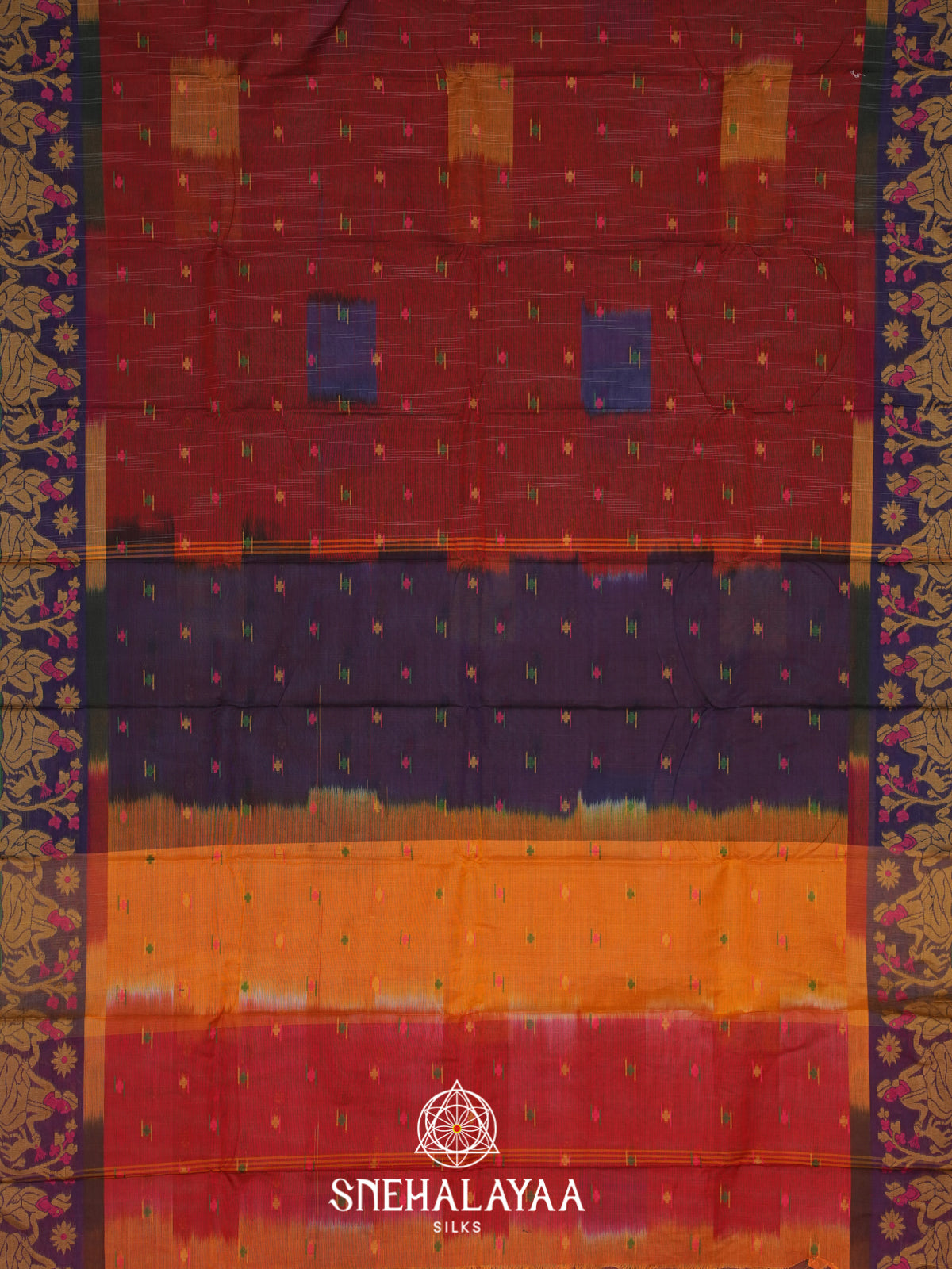 Maroon Bengal Cotton Saree