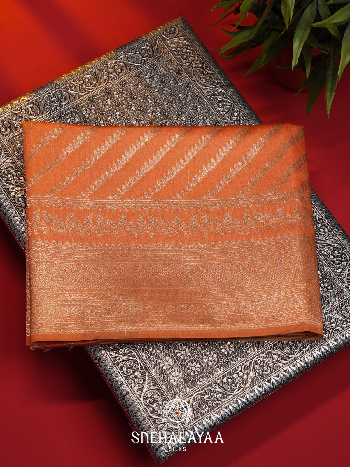 Orange Jute Saree