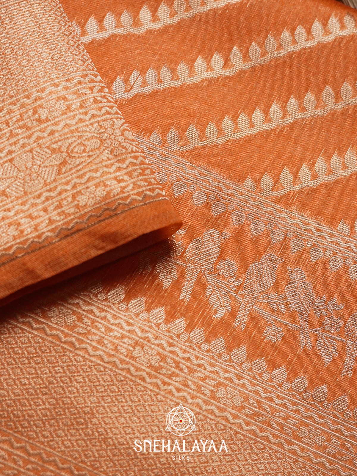 Orange Jute Saree