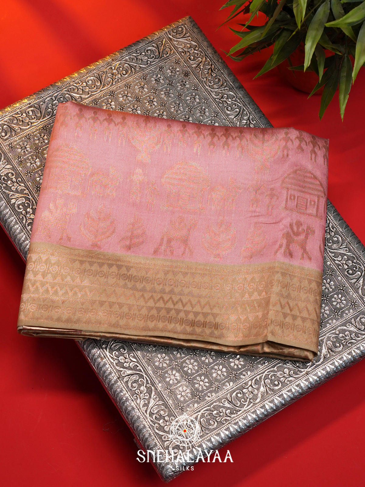 Onion Pink Jute Saree
