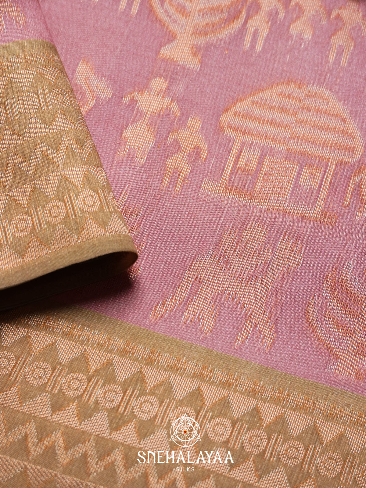 Onion Pink Jute Saree