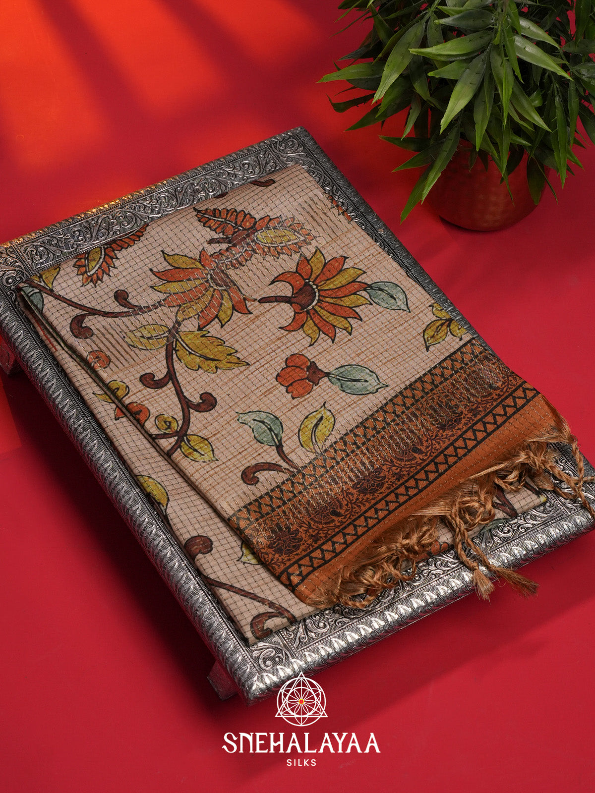 Cream Tussar Saree