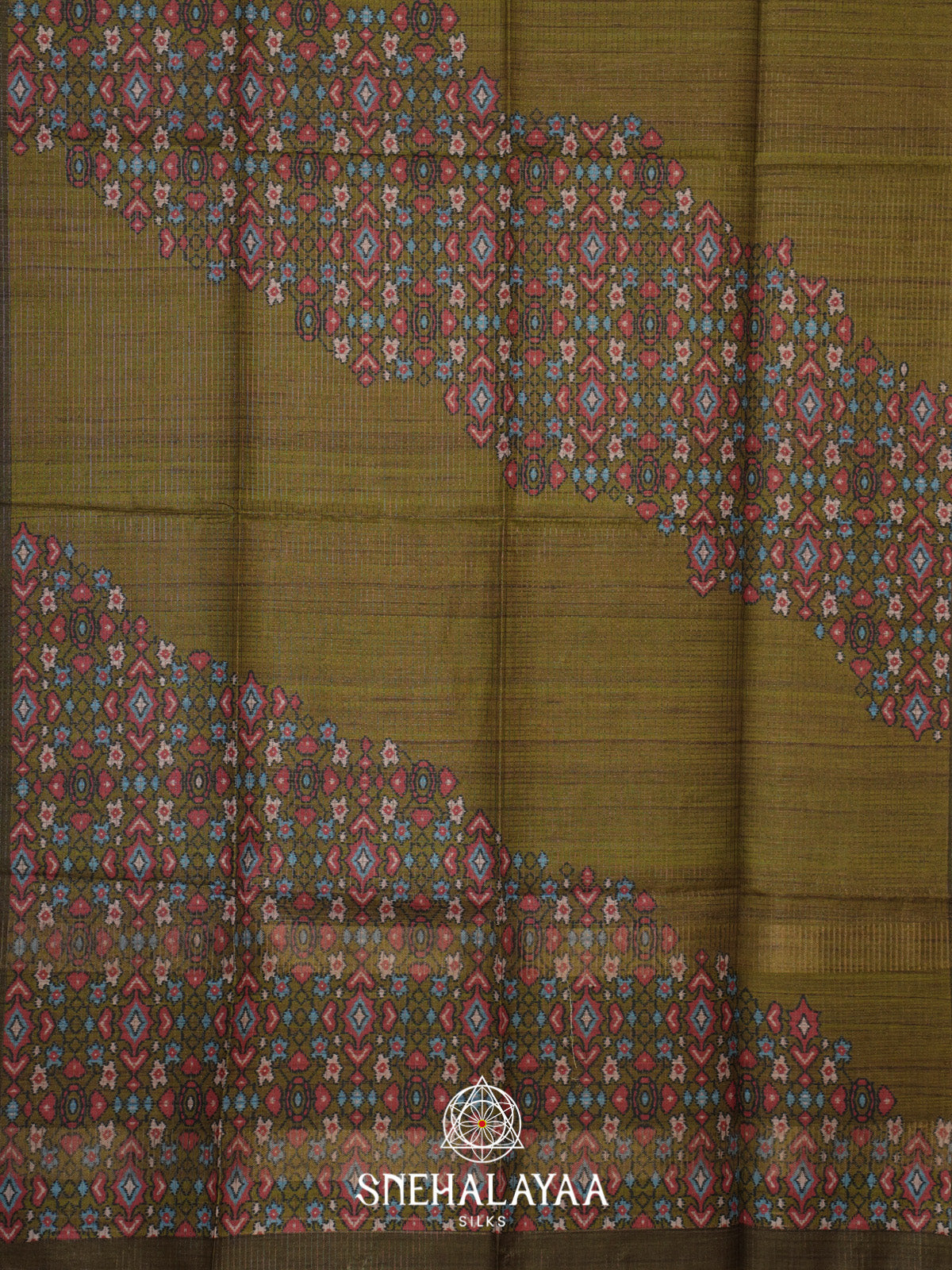 Olive Green Tussar Saree