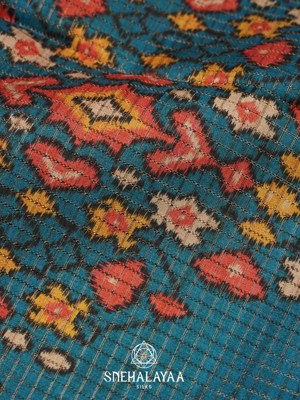 Peacock Blue Tussar Saree