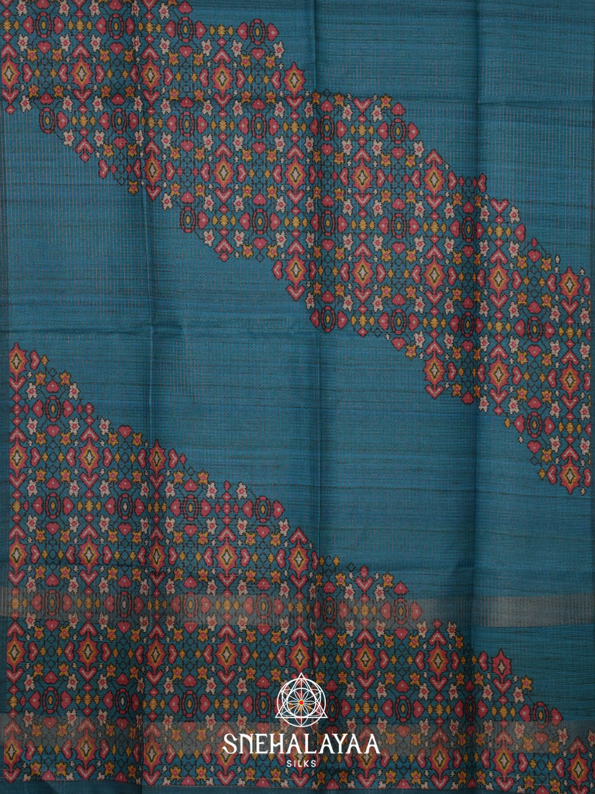 Peacock Blue Tussar Saree