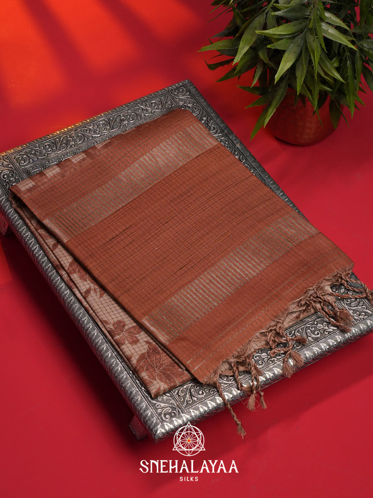 Pale Orange Tussar Saree