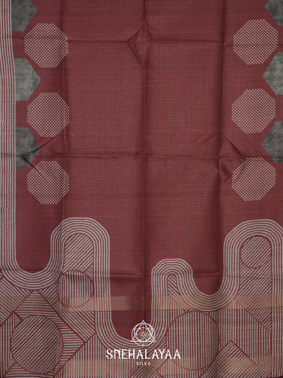 Burgundy Tussar Saree