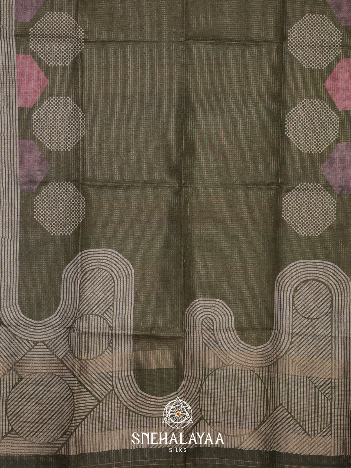 Olive Green Tussar Saree