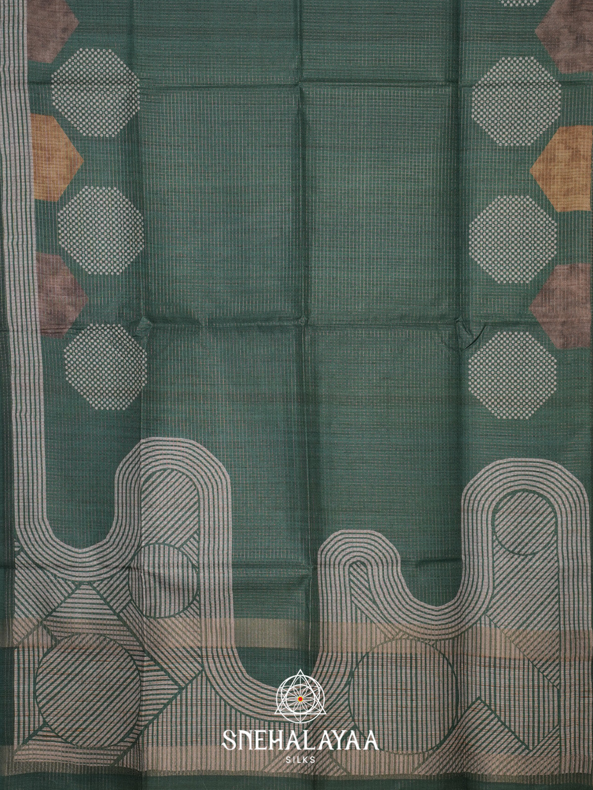 Bottle Green Tussar Saree