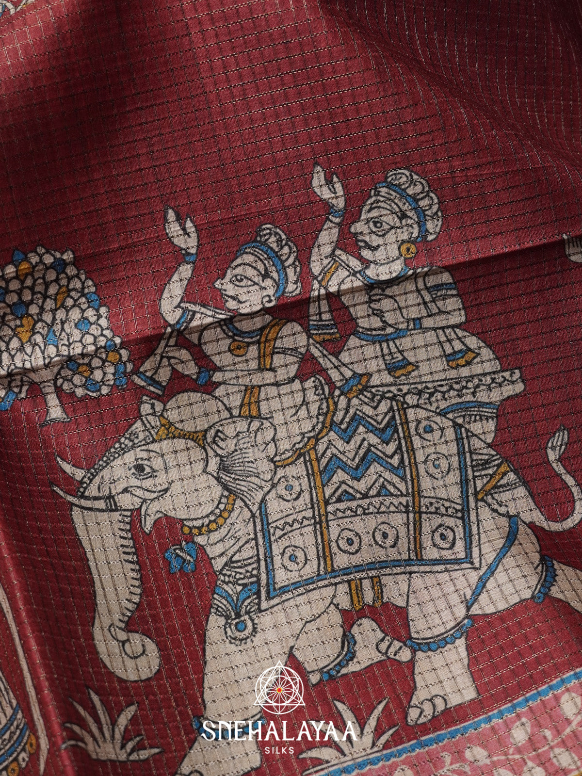Maroon Tussar Saree