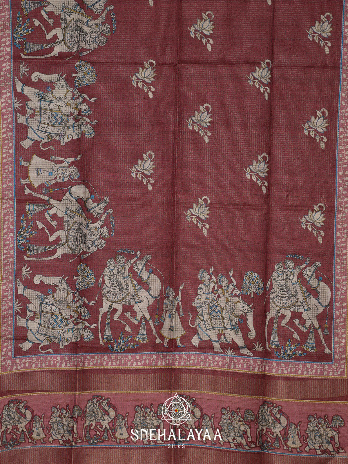 Maroon Tussar Saree