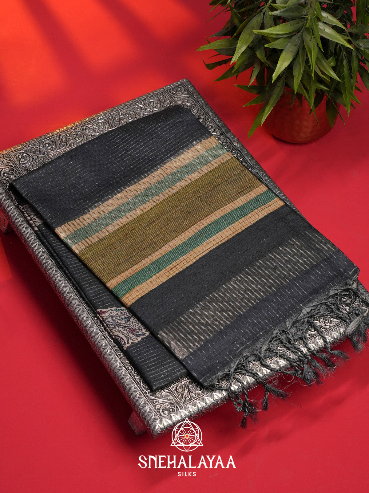Black Tussar Saree