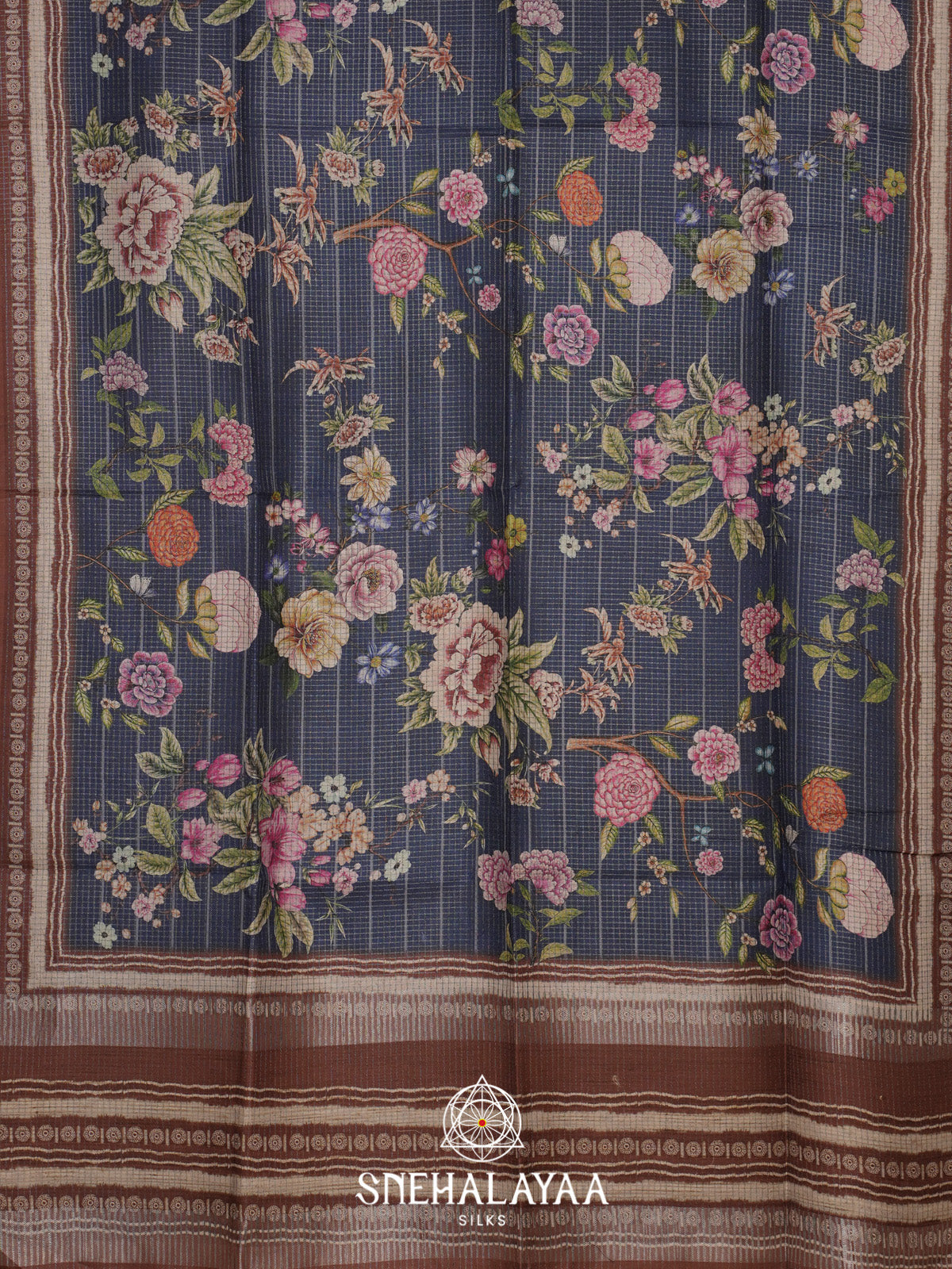 Navy Blue Tussar Saree