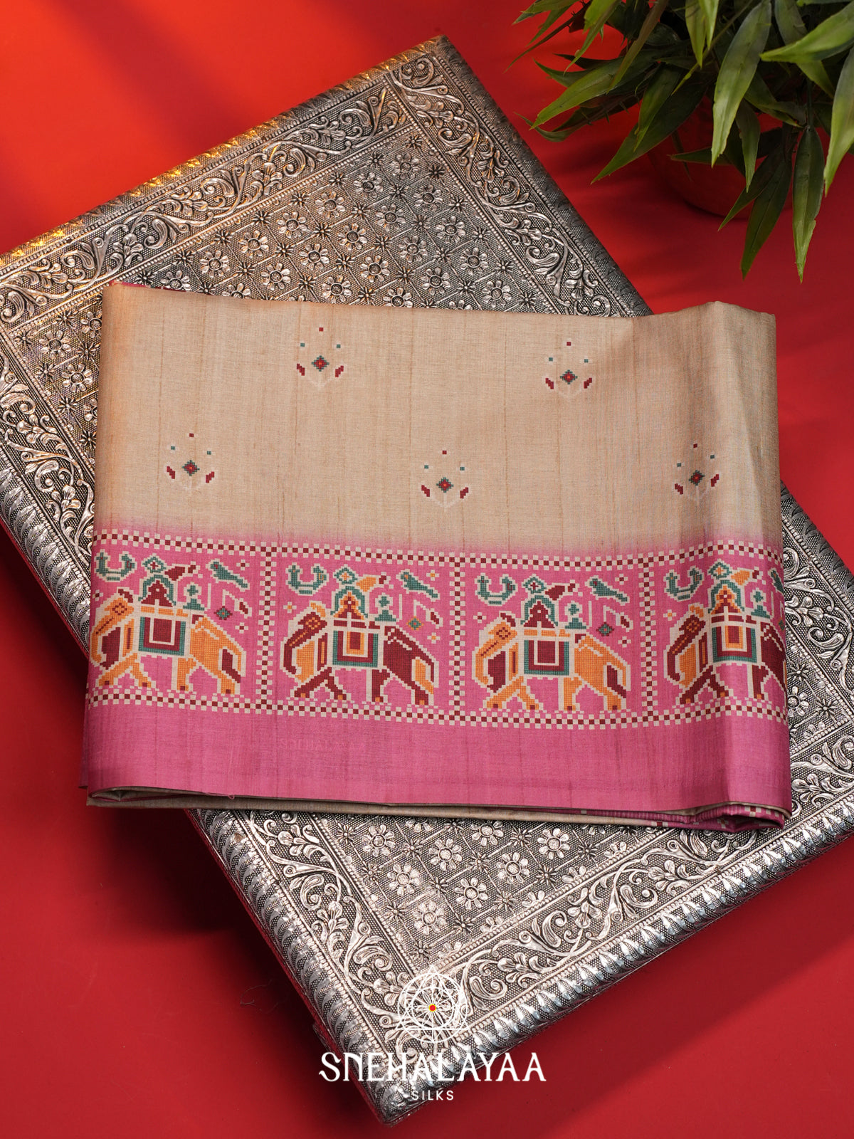 Beige Jute Saree