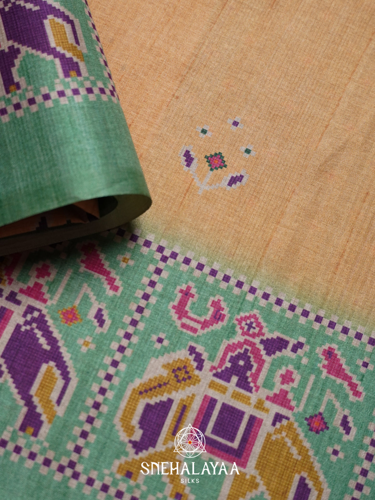 Orange Jute Saree