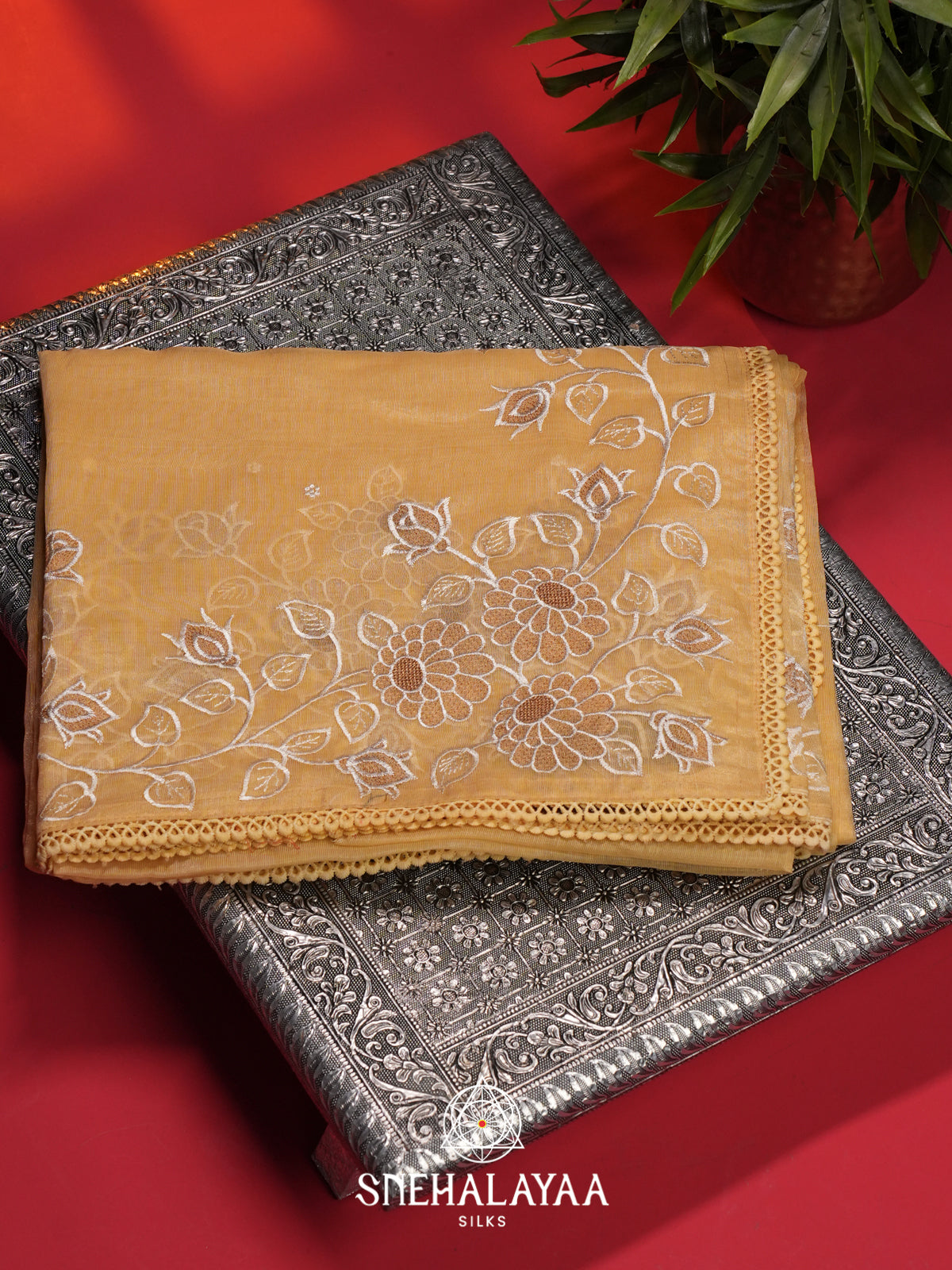 Yellow Linen Saree