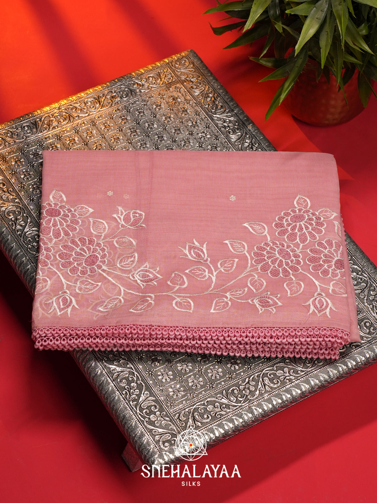 Pink Linen Saree