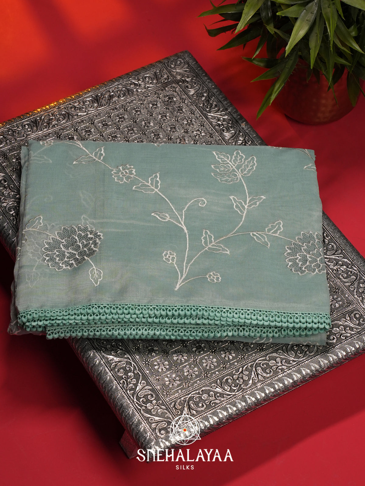 Sea Green Linen Saree