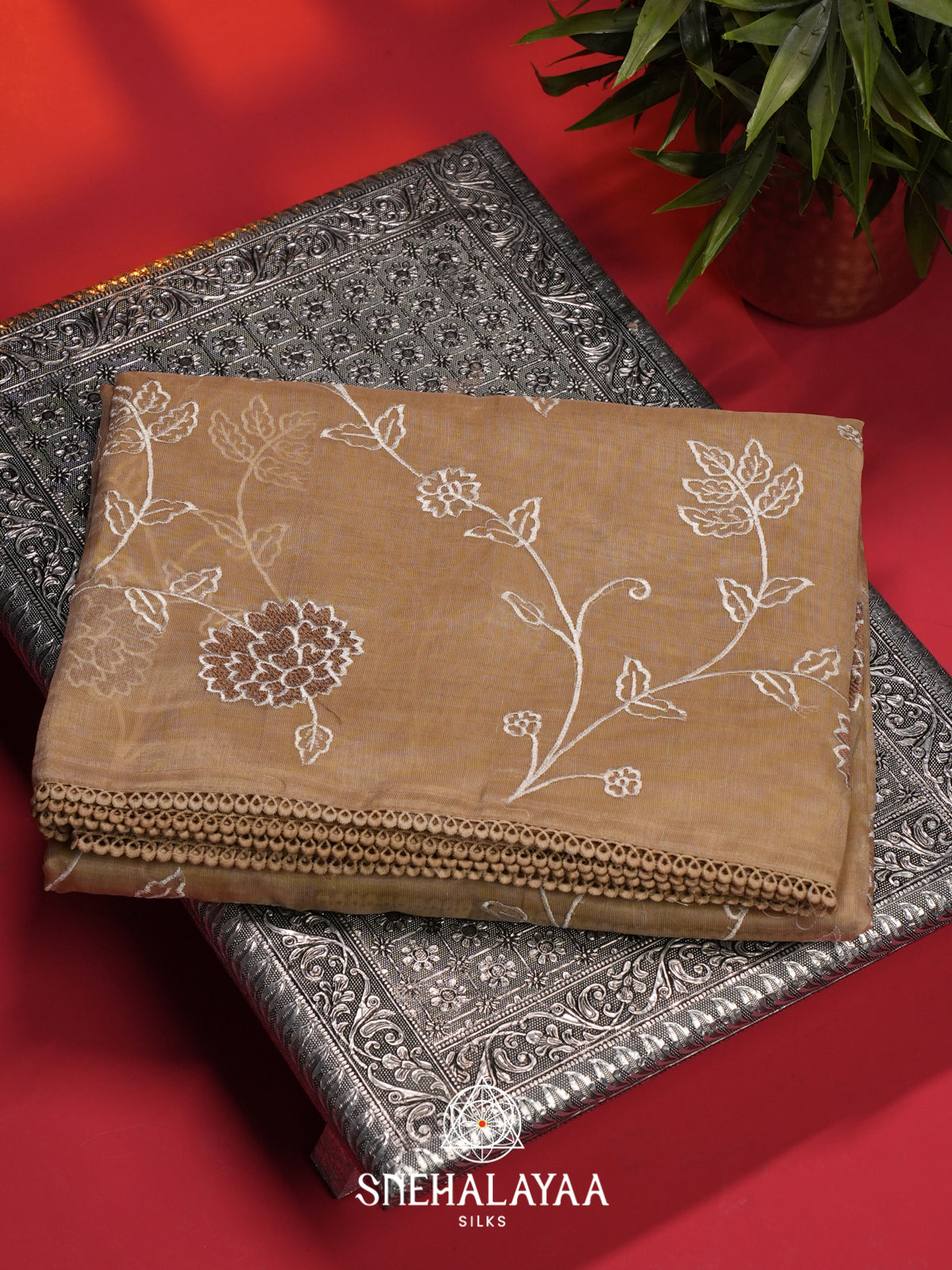 Beige Linen Saree