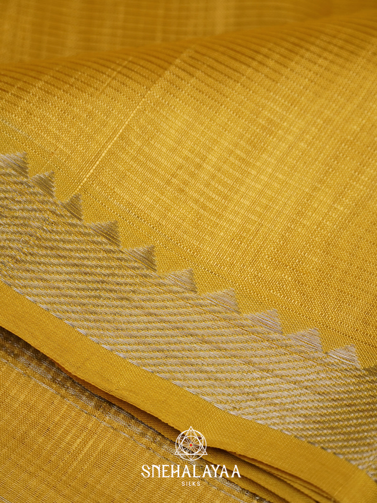 Mustard Yellow  Mangalagiri Silk Cotton Saree with Printed Blouse
