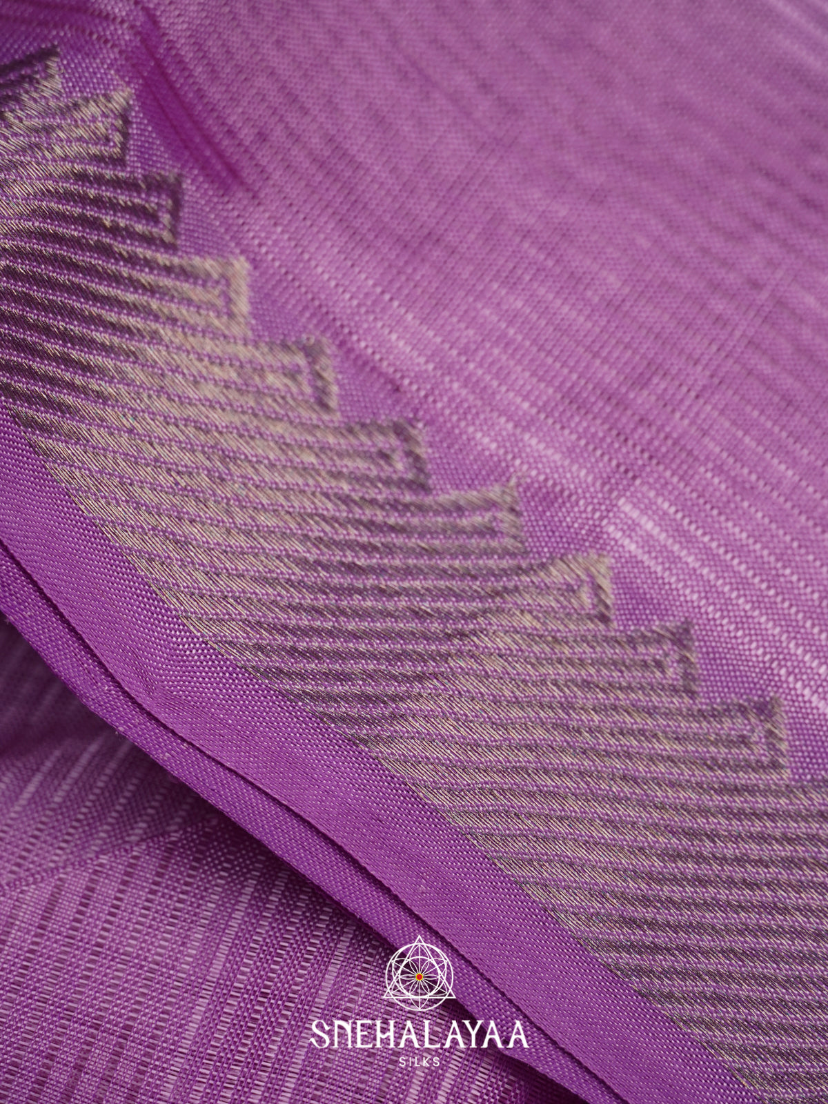 Lilac  Mangalagiri Silk Cotton Saree with Printed Blouse