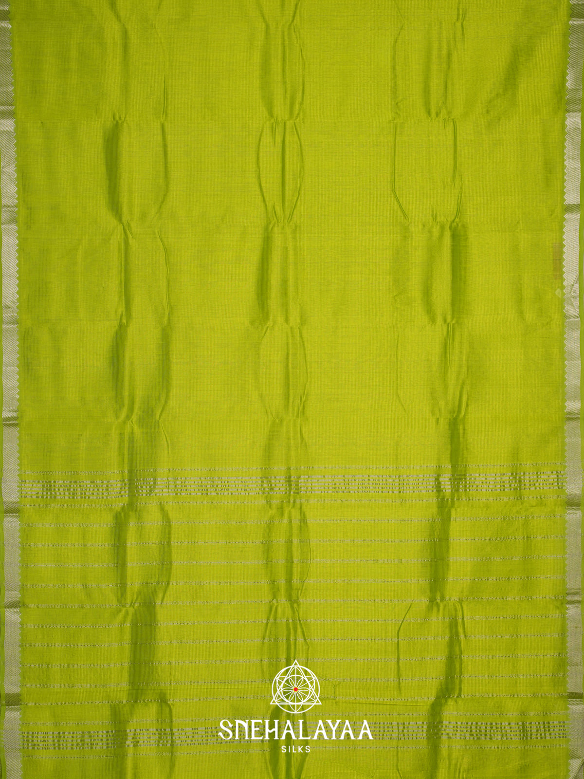 Lime Green  Mangalagiri Silk Cotton Saree with Printed Blouse