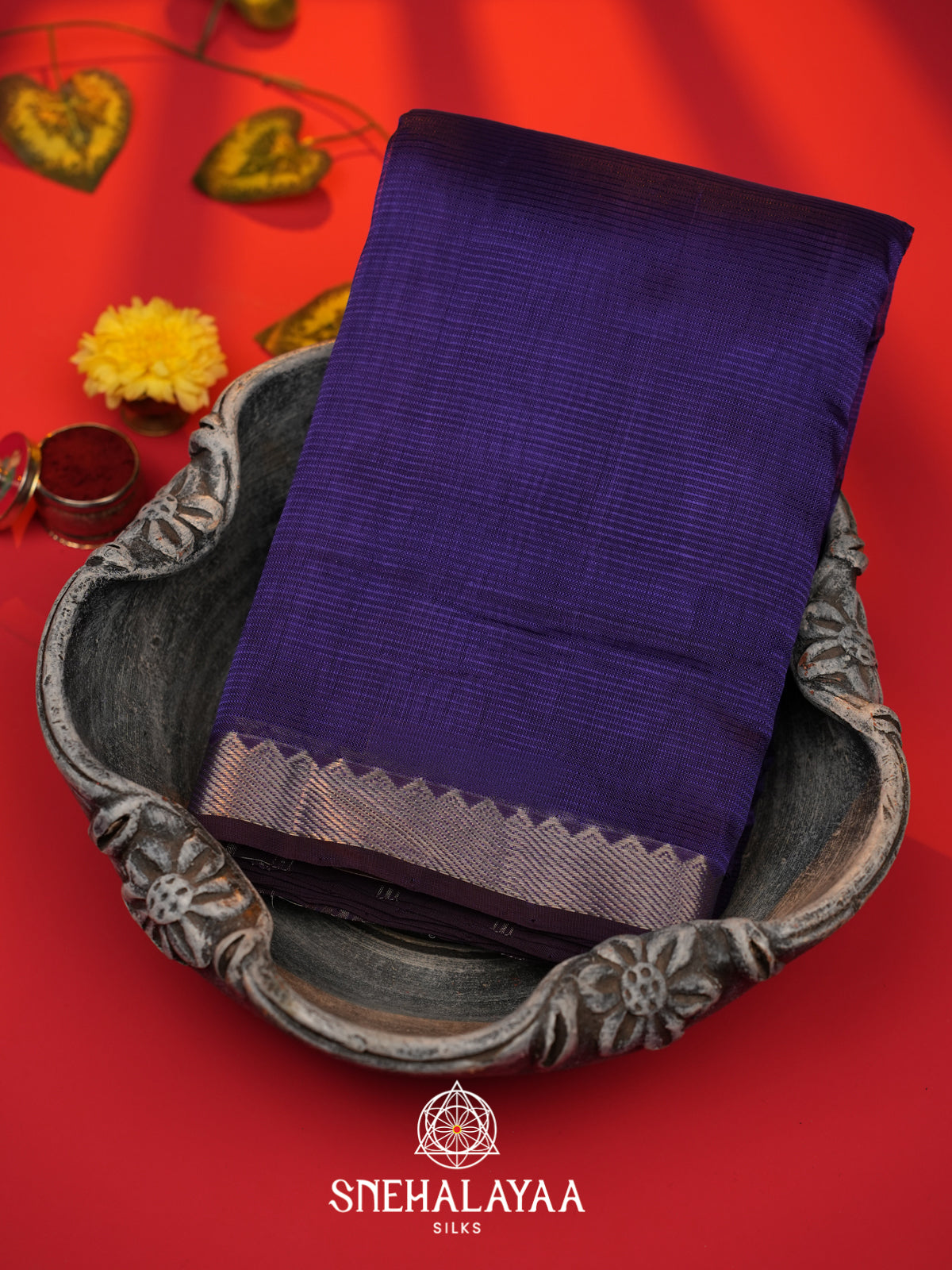 Blue  Mangalagiri Silk Cotton Saree with Printed Blouse