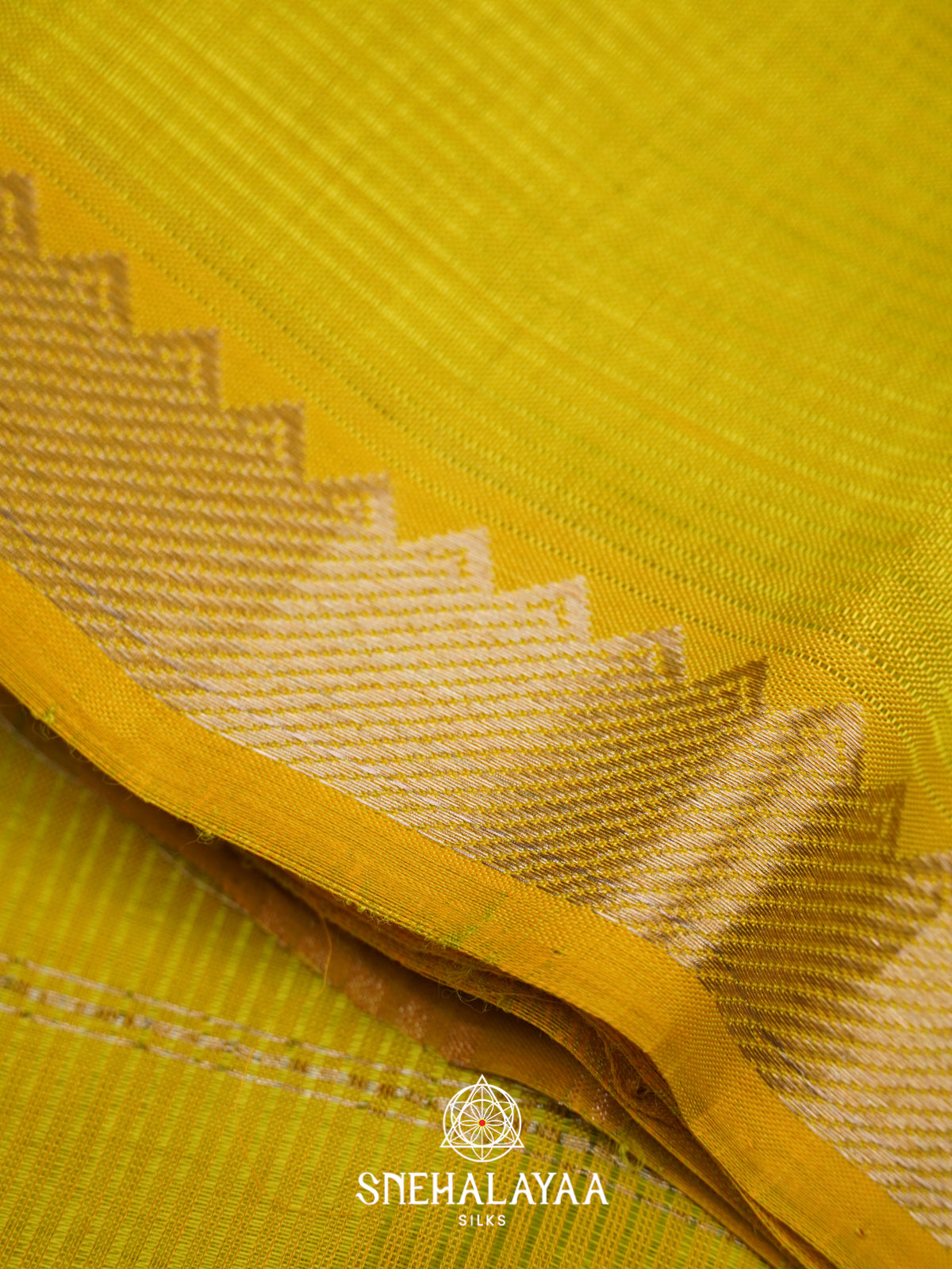 Lime Yellow  Mangalagiri Silk Cotton Saree with Printed Blouse