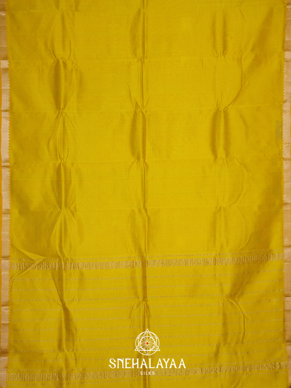 Lime Yellow  Mangalagiri Silk Cotton Saree with Printed Blouse