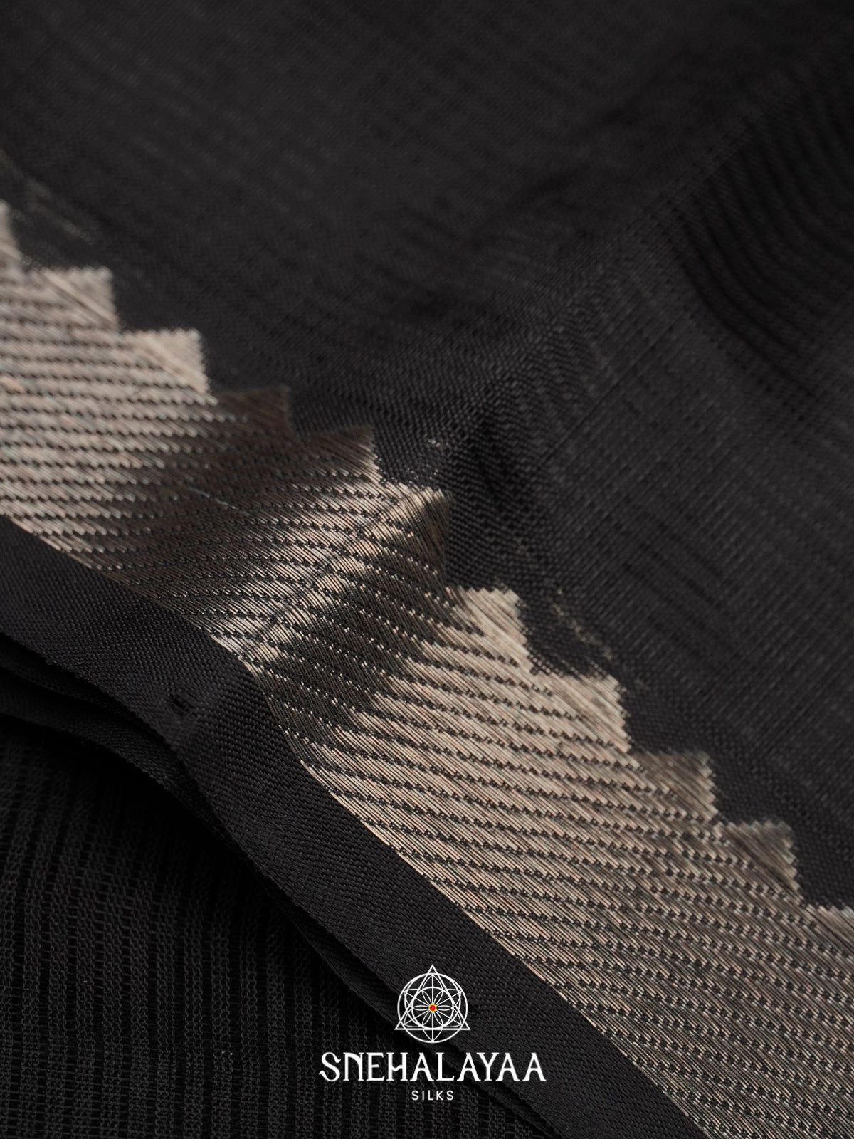 Black  Mangalagiri Silk Cotton Saree with Printed Blouse