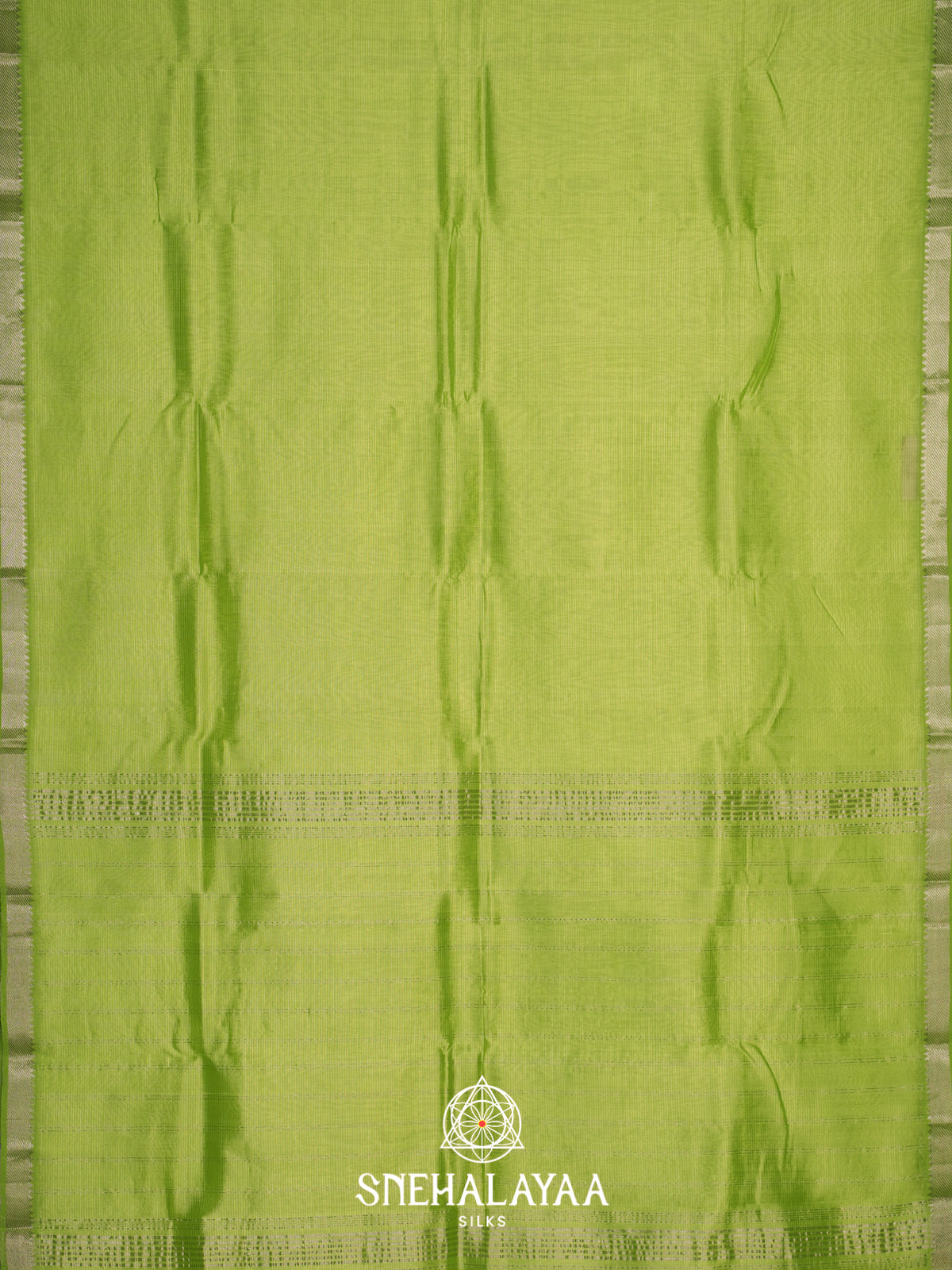 Green  Mangalagiri Silk Cotton Saree with Printed Blouse