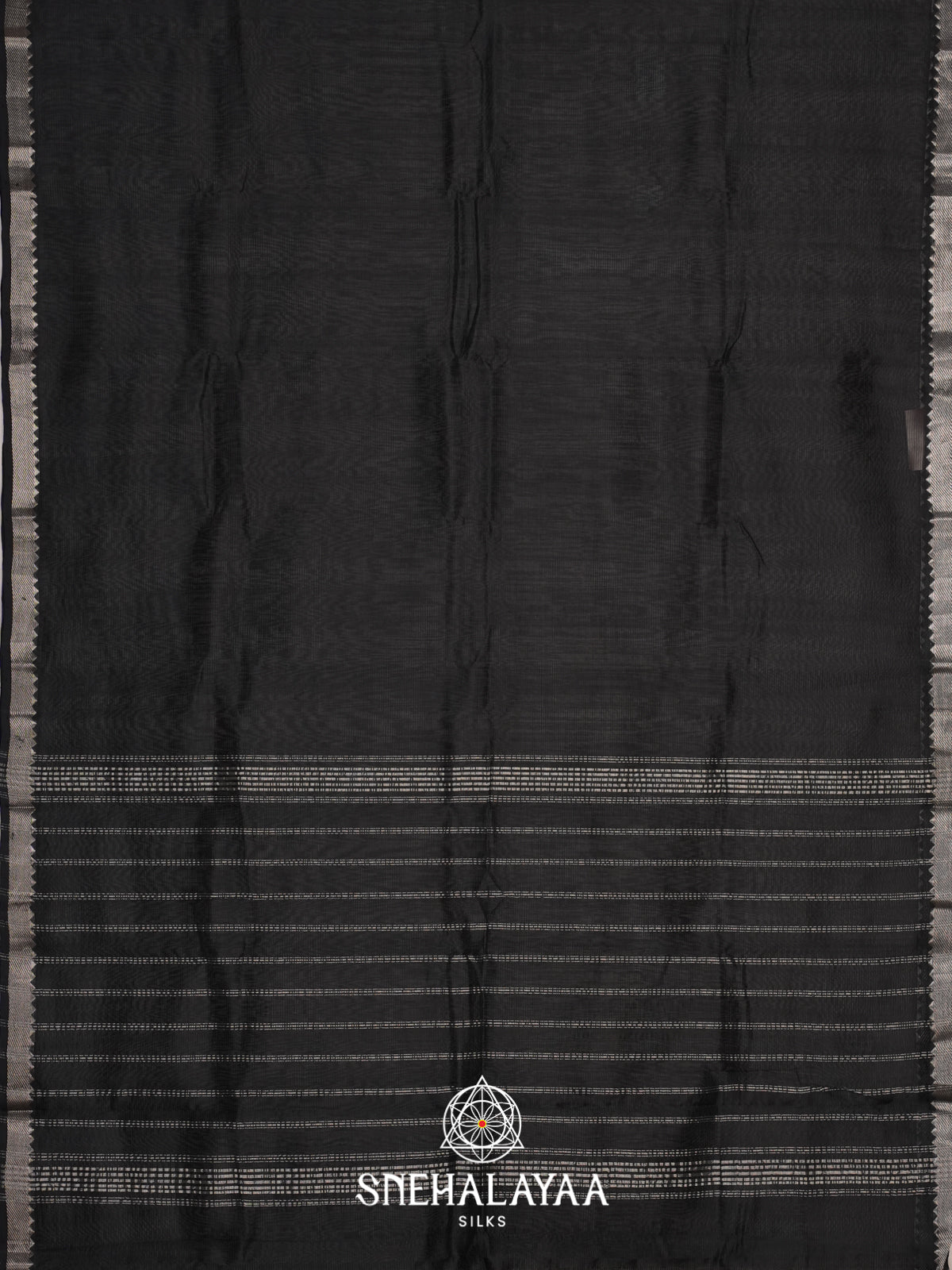 Black  Mangalagiri Silk Cotton Saree with Printed Blouse