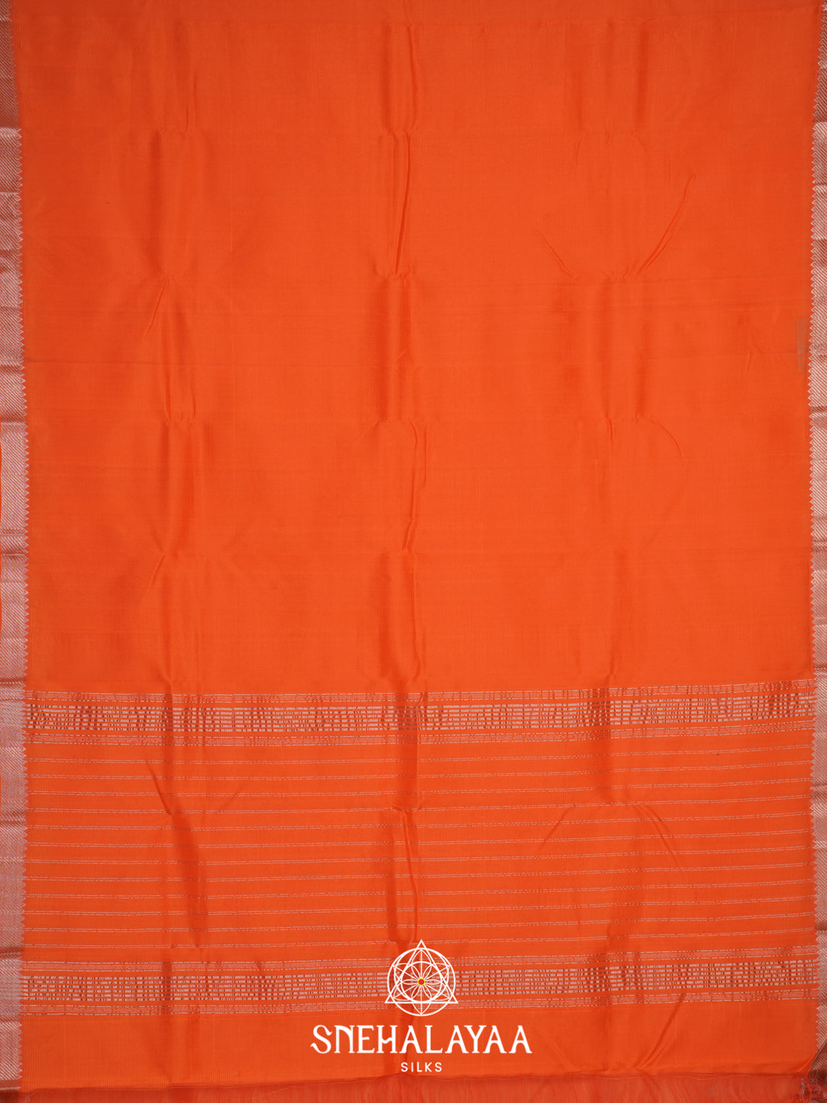 Orange  Mangalagiri Silk Cotton Saree with Printed Blouse