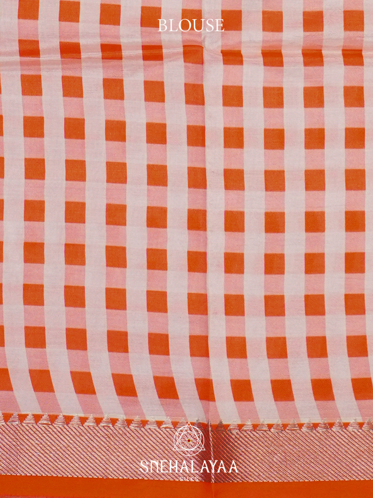 Orange  Mangalagiri Silk Cotton Saree with Printed Blouse