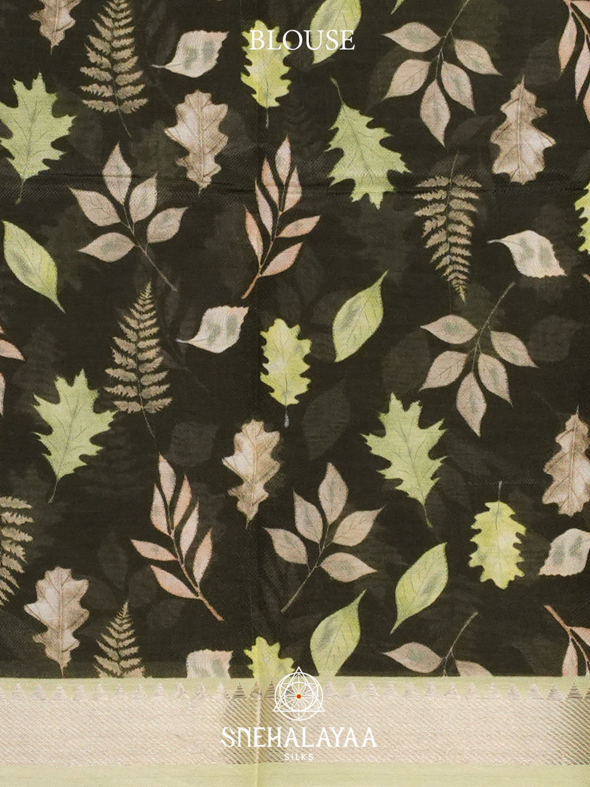Green  Mangalagiri Silk Cotton Saree with Printed Blouse
