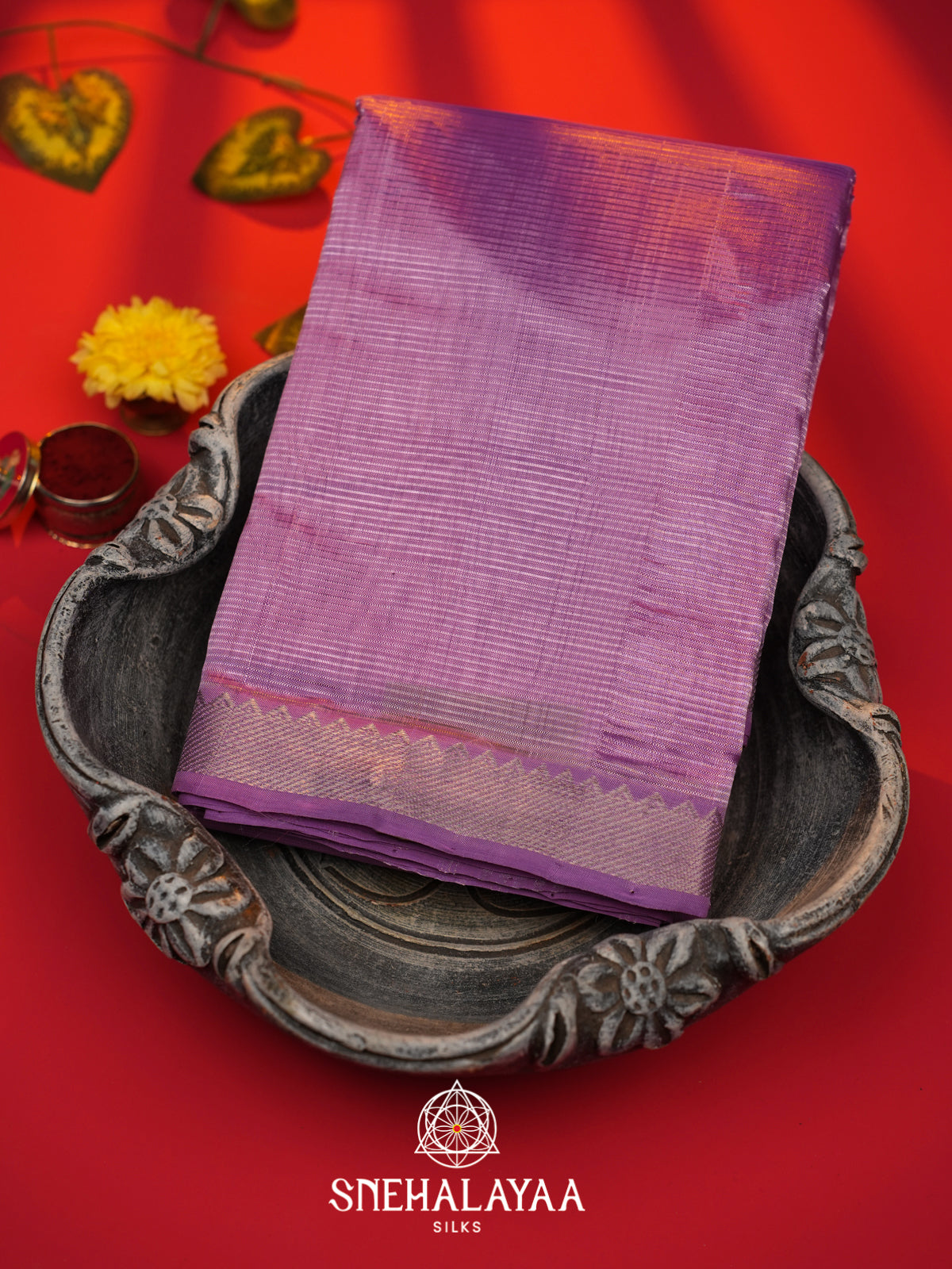 Orchid Purple  Mangalagiri Silk Cotton Saree with Printed Blouse
