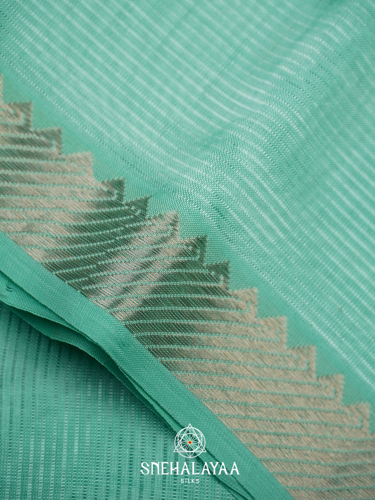 Mint Green  Mangalagiri Silk Cotton Saree with Printed Blouse