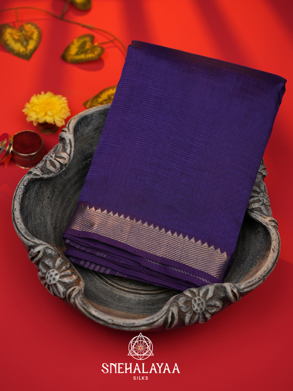 Blue  Mangalagiri Silk Cotton Saree with Printed Blouse