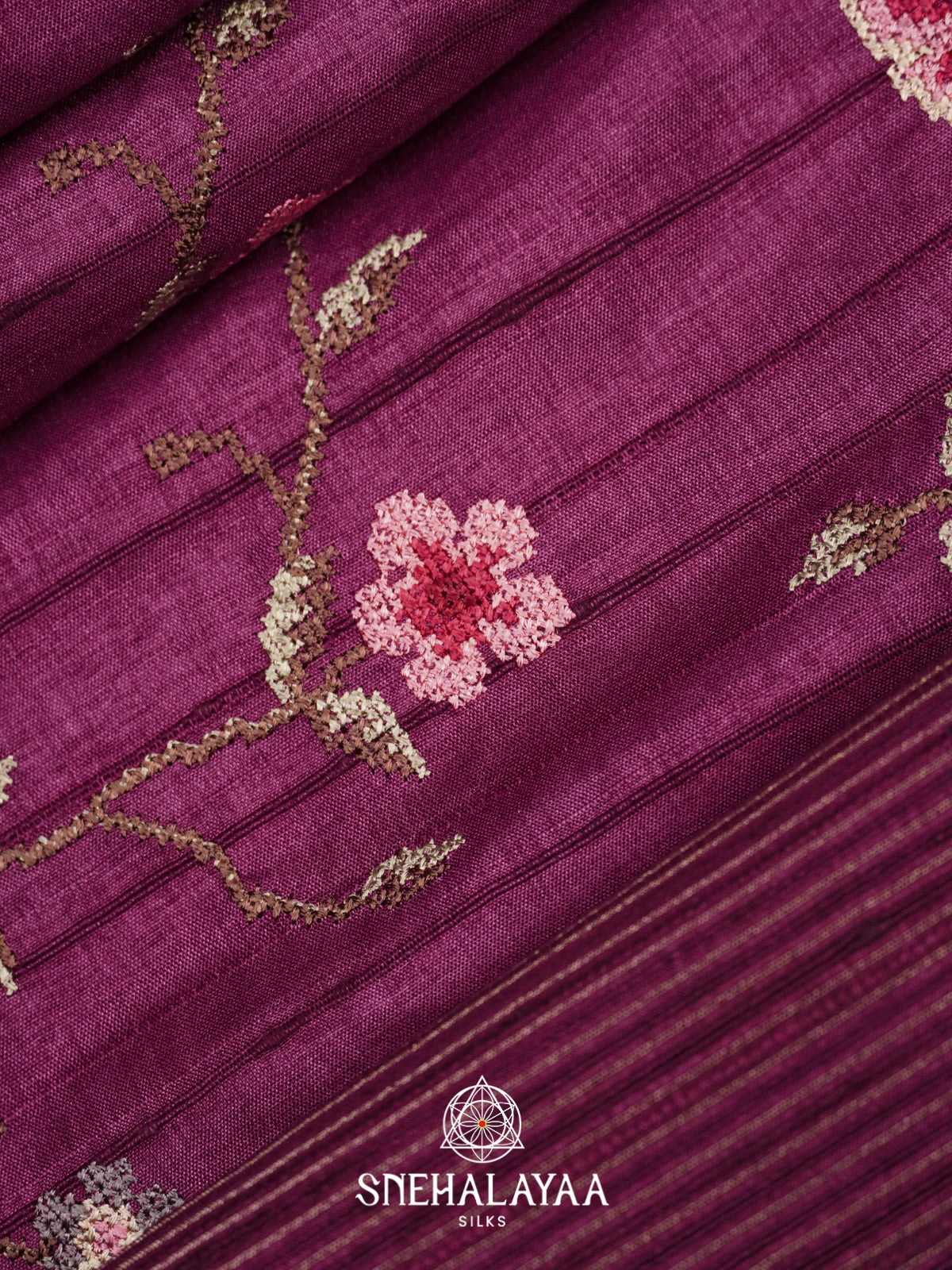 Magenta  Tussar Saree