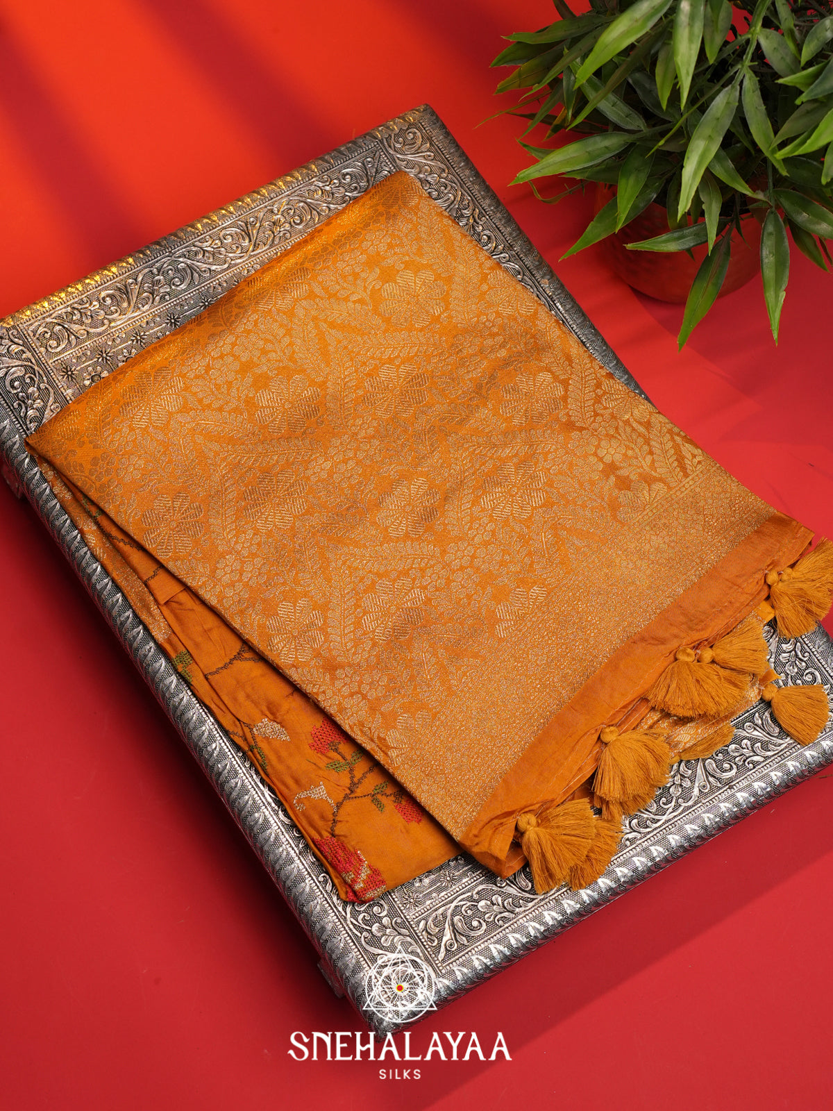 Mustard Dola Silk Saree