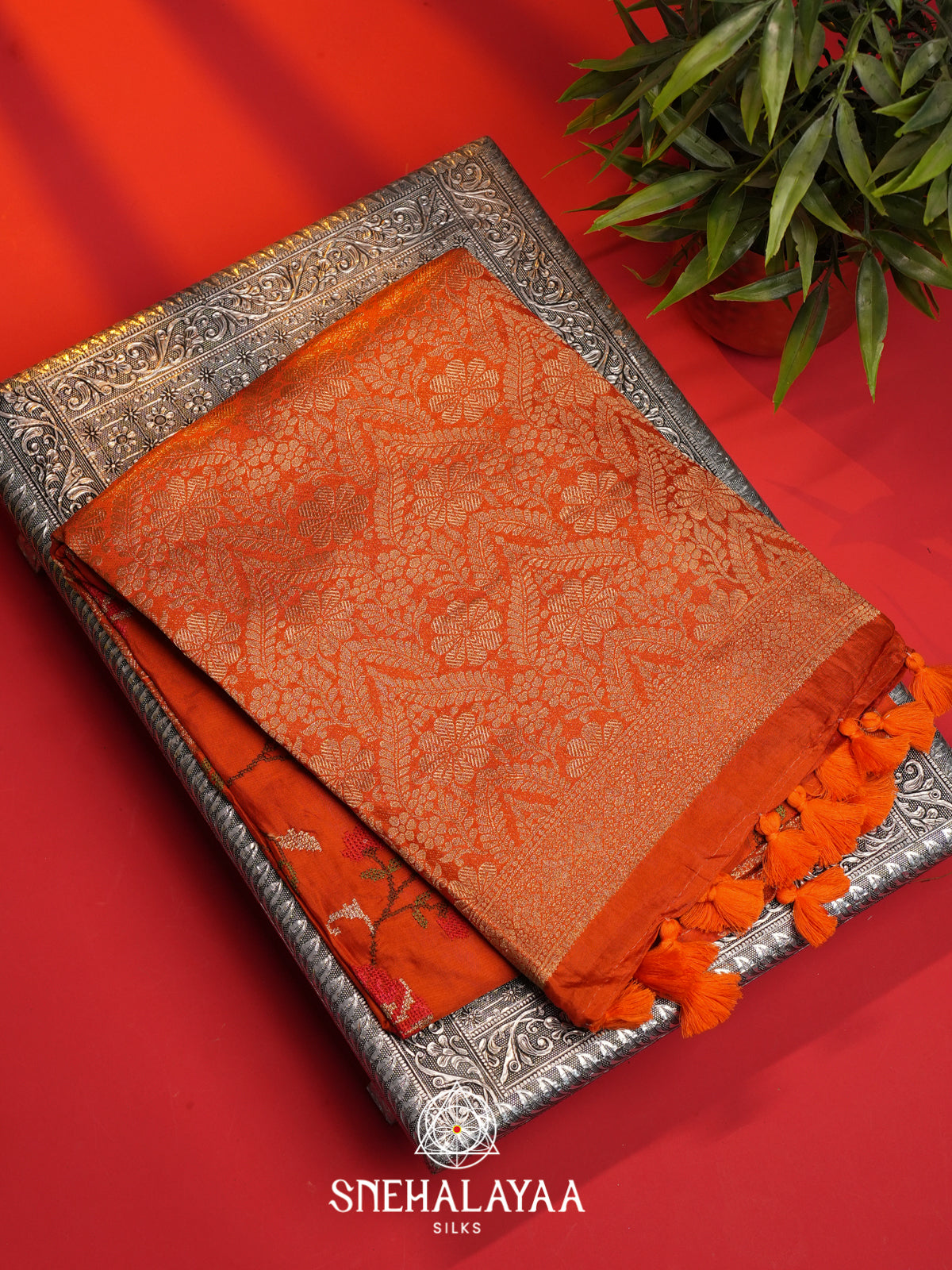 Orange Dola Silk Saree