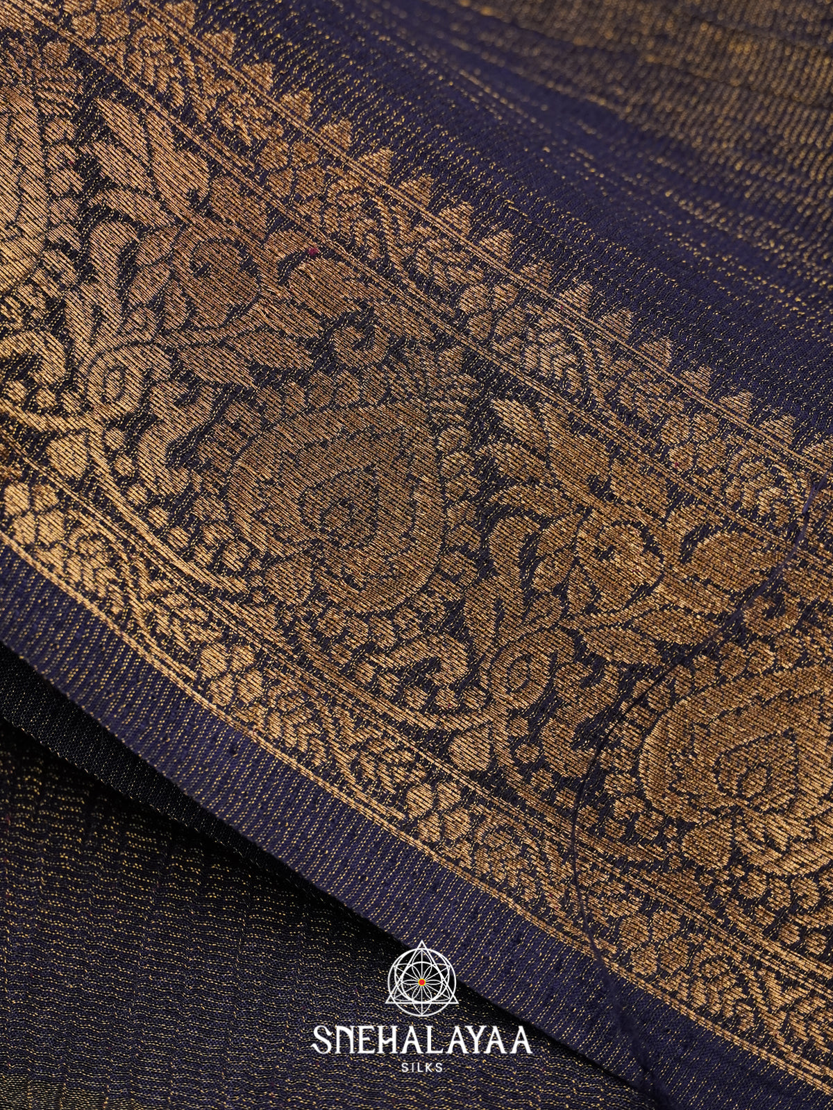 Navy Blue Crushed Tissue Saree