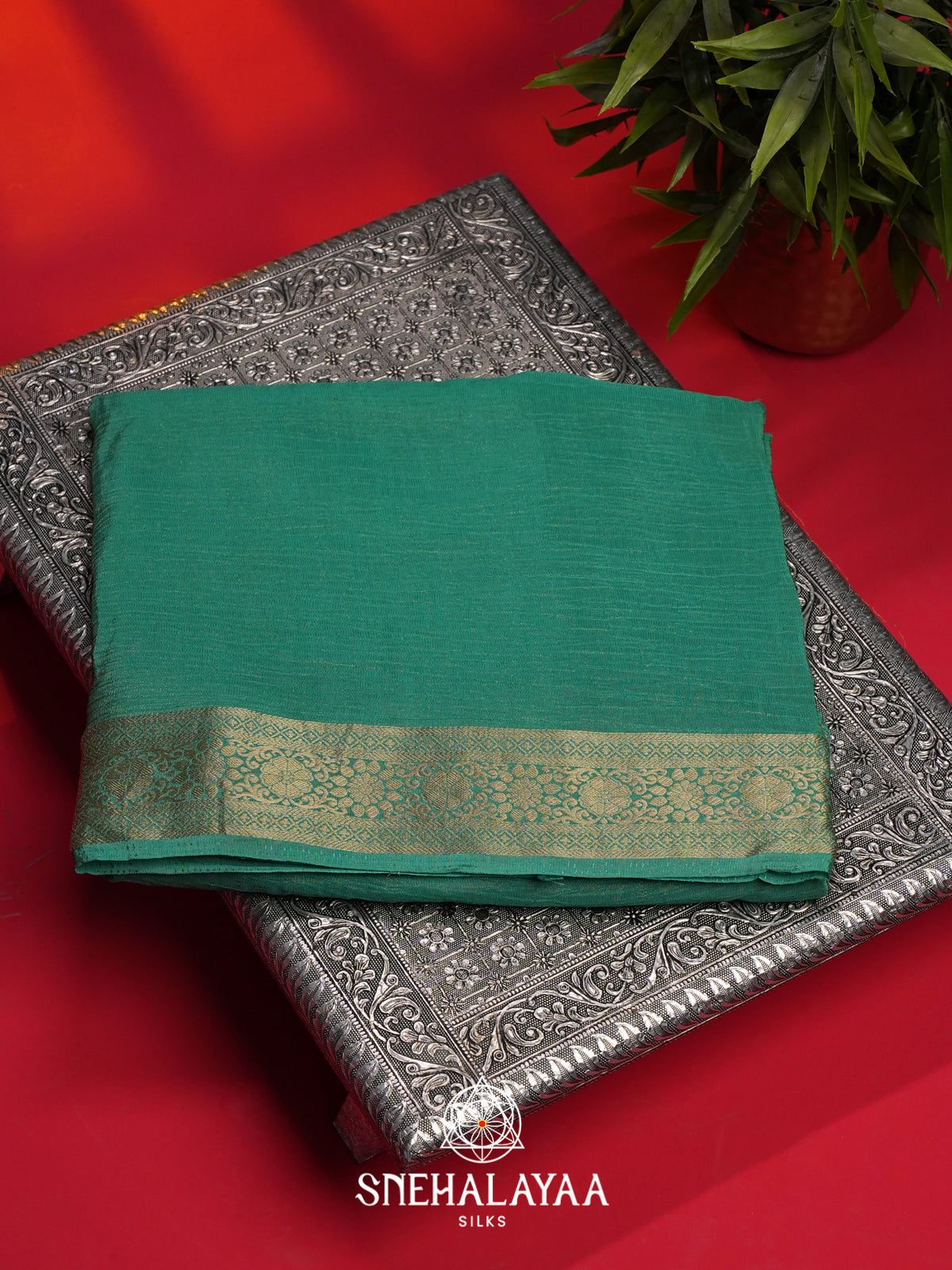 Ramar Green Crushed Tissue Saree